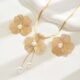 2pcs Set Luxury Personality Gold Color Stereo Flower Inlay Pearl Necklace Earrings Set for Women