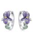 925 Sterling Silver Flower and Plant Series Purple Iris Earrings Exquisite