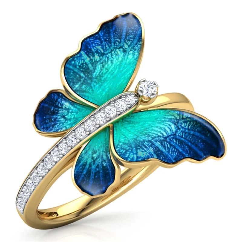 Butterfly Design Rings For Women Shine Crystal Zircon Engagement Ring Women