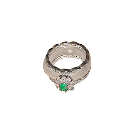 Zircon Flower Ring Simple Design Touching Jade Index Finger Ring