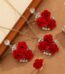 4pcs/Set Romantic Lovely Red Rose Flower Inlaid Rhinestone Pendant Necklaces+Dangle Earrings+Ring，For Women