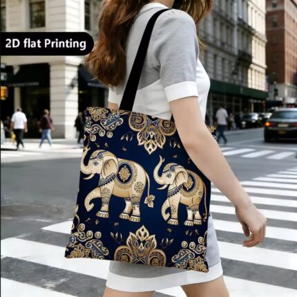Boho Indian Inspired Design Featuring a unique paisley print with ornate floral patterns, this bag exudes a boho Indian-inspired aesthetic. No Zipper Closure This tote bag's no zipper closure provides easy access to your belongings while maintaining a sleek look. Four Seasons Use Designed for year-round use, this tote bag's lightweight construction and casual style are ideal for all seasons. Unisex Appeal With its gender-neutral design, this tote bag appeals to both men and women, making it a versatile addition to any wardrobe. Eco-Friendly Material Crafted from durable polyester, this tote bag is not only stylish but also eco-friendly, promoting sustainable fashion.